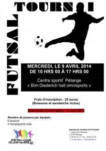 Tournoi Futsal 9 avril 2014